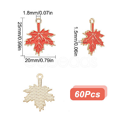 SUNNYCLUE 60Pcs Autumn Theme Rack Plating Alloy Enamel Pendants ENAM-SC0003-37-1