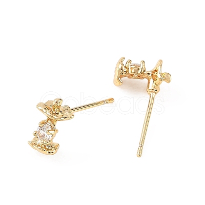 SHEGRACE Apple Brass Micro Pave Clear Cubic Zirconia Stud Earrings XGRQ4N428-715G-1