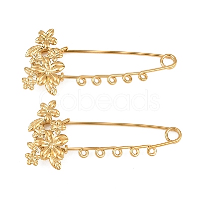 Flower 304 Stainless Steel Safety Pins Brooch Findings SA-CBA098D-14A-G05-1