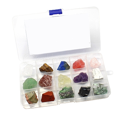 15 Styles Raw Rough Natural & Synthetic Gemstone Nuggets Collections PW-WG57525-03-1