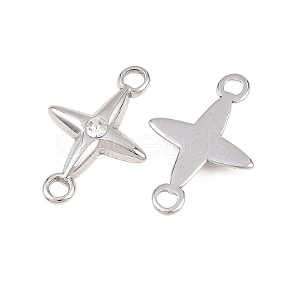 304 Stainless Steel Crystal Rhinestone Connector Charms STAS-P437-14B-P-1