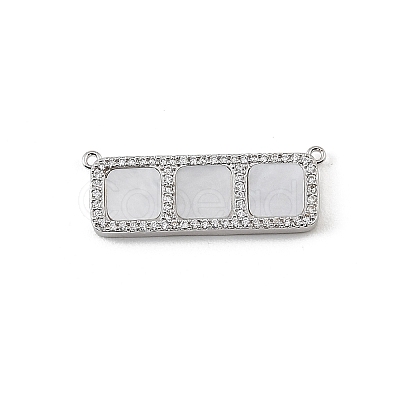 Brass Micro Pave Clear Cubic Zirconia Connector Charms CU-CBA30E8-01P-A02-1