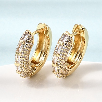 Brass Micro Pave Cubic Zirconia Hoop Earrings KK-CBA8324-22G-05-1
