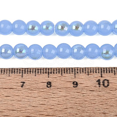 Electroplate Imitation Jade Glass Beads Strands EGLA-Q132-6MM-01B-10-1