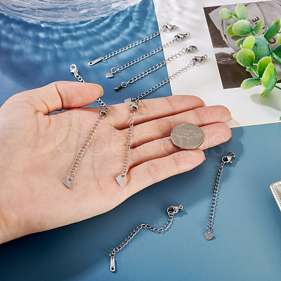 15Pcs 5 Styles 304/201 Stainless Steel Chain Extender STAS-TA0005-80-1