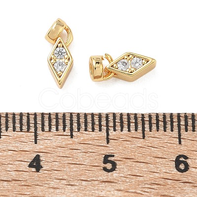 Brass Micro Pave Clear Cubic Zirconia Charms KK-C172-24G-1