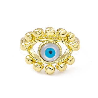 Natural Shell Evil Eye Open Cuff Ring RJEW-I091-06G-1