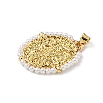 Brass with ABS Imitation Pearl Pendants KK-Z115-05G-02-1