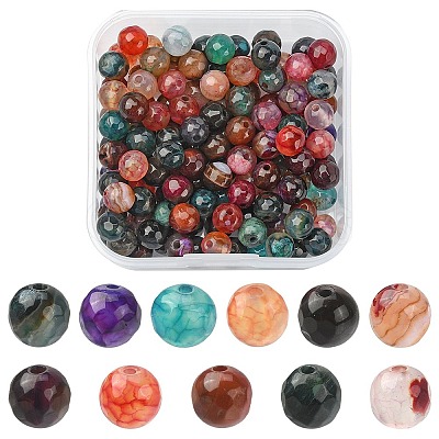 130Pcs Dyed Natural Multi-Color Agate Beads Strands G-YW0001-29A-1