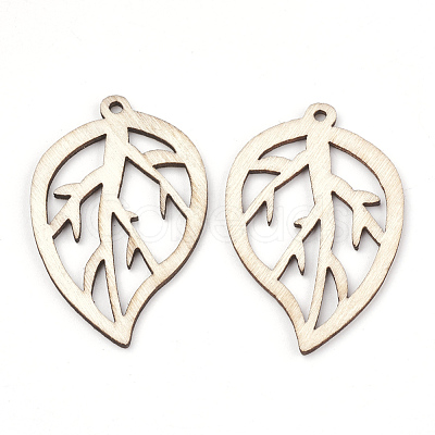 Undyed Wood Pendants X-WOOD-T008-35-1