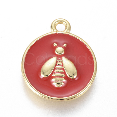 Golden Plated Brass Enamel Pendants KK-F807-03-G-1