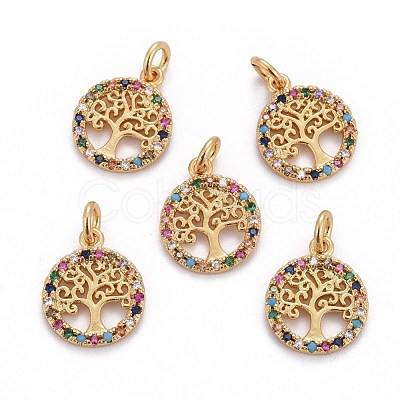 Brass Micro Pave Cubic Zirconia Charms X-ZIRC-L070-45G-1