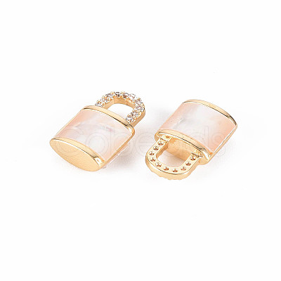 Brass Micro Pave Clear Cubic Zirconia Charms KK-T062-159G-NF-1