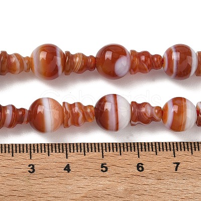 Natural Banded Agate 3-Hole Guru Bead Strands G-K149-57-1