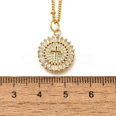 Brass Clear Cubic Zirconia Pendant Necklaces for Women LS-NJEW-A039-02E-G-1