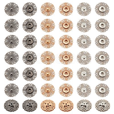 Nbeads 24Pcs 3 Colors Alloy & Brass Snap Buttons FIND-NB0003-69-1