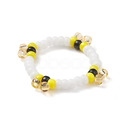 Glass Seed Beads Stretch Finger Rings for Women RJEW-JR00519-1