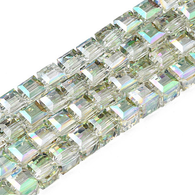Electroplate Transparent Glass Beads Strands EGLA-N002-28-C02-1