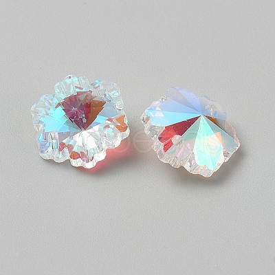 Transparent Faceted Glass Connector Charms GLAA-WH20008-05D-01-1