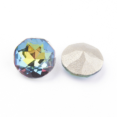 Pointed Back & Back Plated Glass Rhinestone Cabochons RGLA-J012-8mm-001VM-1
