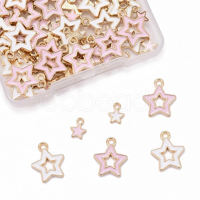 80Pcs 4 Styles Alloy Enamel Pendants ENAM-LS0001-27LG-1