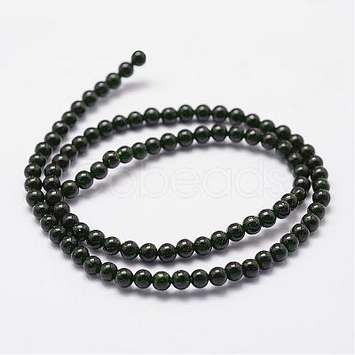 Synthetic Green Goldstone Beads Strands G-N0178-02-4mm-1