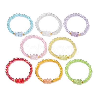 8Pcs 8 Colors Acrylic Beaded Stretch Bracelet Sets BJEW-JB11236-1