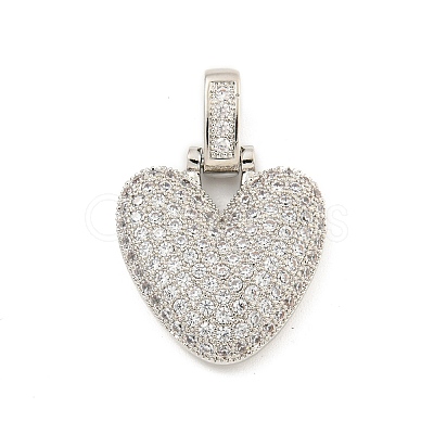 Brass Micro Pave Clear Cubic Zirconia Pendants KK-B099-01P-V-1
