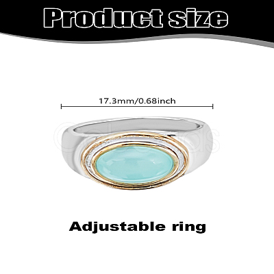 1Pc Oval Brass Cat Eye Finger Rings RJEW-LP0008-25-1