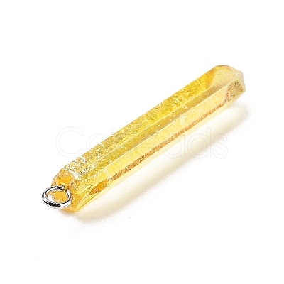 Electroplated Natural Quartz Pendants G-P315-B01-09P-1