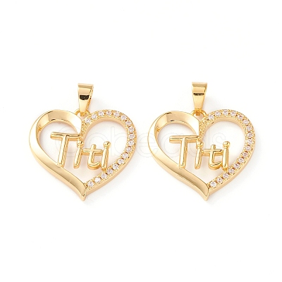 Brass Micro Pave Clear Cubic Zirconia Pendants X-ZIRC-Z007-12G-1
