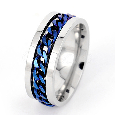 304 Stainless Steel Rotatable Chain Finger Rings for Men FS-WG60CA3-07-1