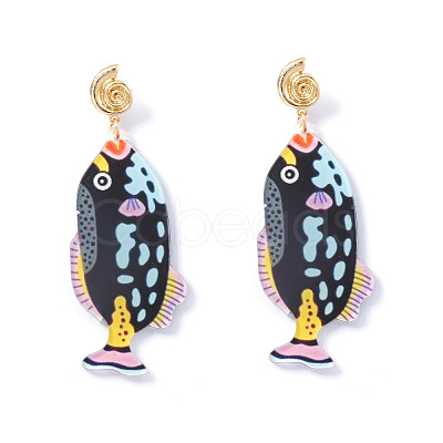 Ocean Acrylic & Alloy Dangle Earrings for Women WG27996-03-1