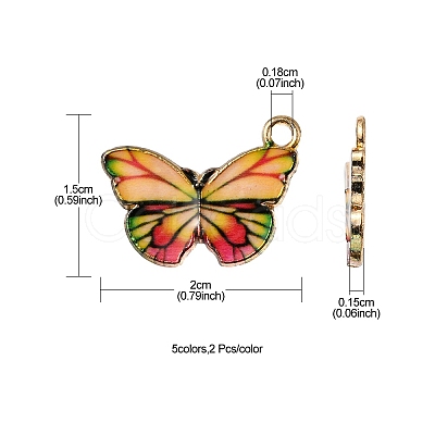 10Pcs 5 Colors Printed Alloy Pendants FIND-YW0001-94-1