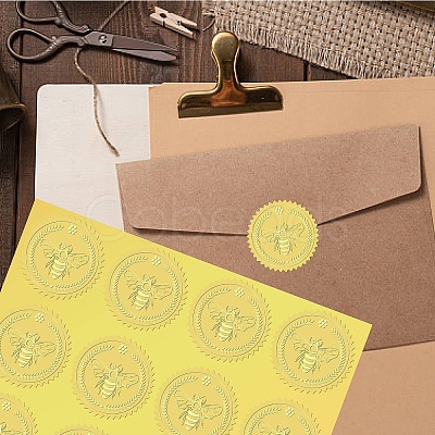 34 Sheets Self Adhesive Gold Foil Embossed Stickers DIY-WH0509-019-1