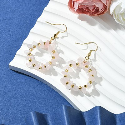 Natural Rose Quartz Dangle Earrings EJEW-JE06000-1