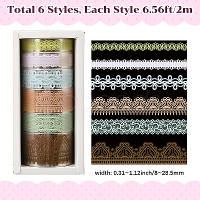 1Bag Lace Patterns PET Floral Decorative Tape Set AJEW-SP0002-74B-1