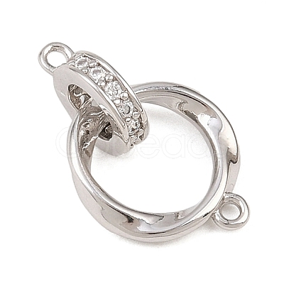 Brass Micro Pave Clear Cubic Zirconia Twisted Ring Links KK-G544-45P-1