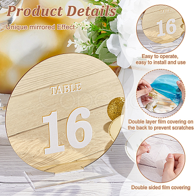 Acrylic Mirror Table Number Sign AJEW-WH0258-861B-1