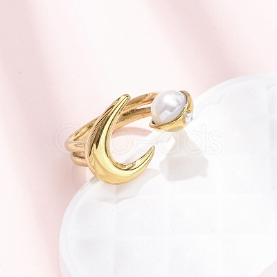 Opaque Acrylic Imitation Pearl Cuff Rings RJEW-P177-03D-G-1