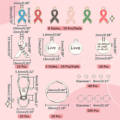 DIY Awareness Ribbon Theme Keychin Making Kit DIY-PH0020-71-1