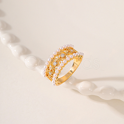 Brass Micro Pave Cubic Zirconia Finger Ring AH5761-2-1