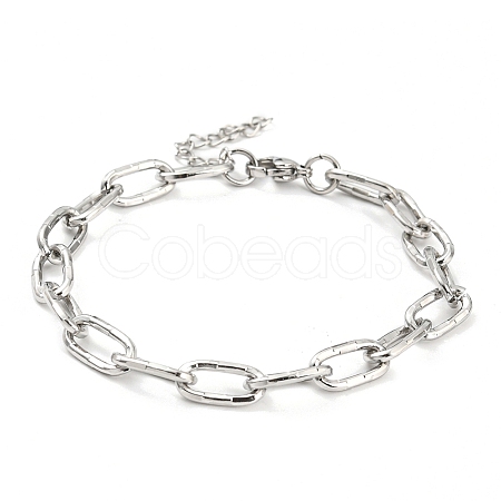 Tarnish Resistant 304 Stainless Steel Paperclip Chain Bracelets BJEW-M308-01P-1