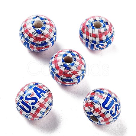 Independence Day Theme Wood European Beads WOOD-M011-07E-1