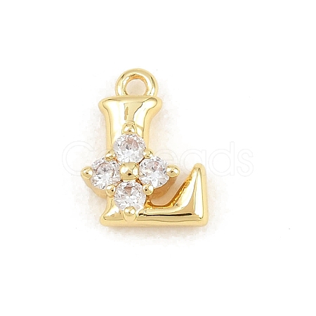Brass Micro Pave Clear Cubic Zirconia Charms KK-Z151-18G-L-1