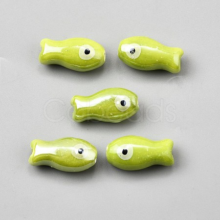 Handmade Porcelain Beads PORC-WH0023-003F-1