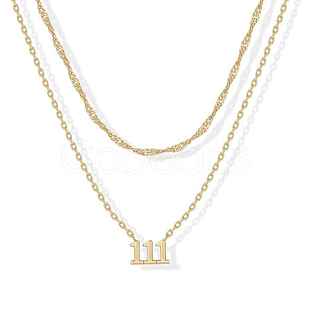 304 Stainless Steel Figure Pendant Double Layer Necklaces for Women FS-WGF1C2D-01-1