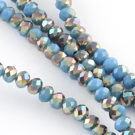 Electroplate Glass Faceted Rondelle Bead Strands EGLA-Q054-8mm-07-1
