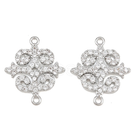 Brass Micro Pave Clear Cubic Zirconia Connector Charms CU-CBA7BFE-03F-P-1