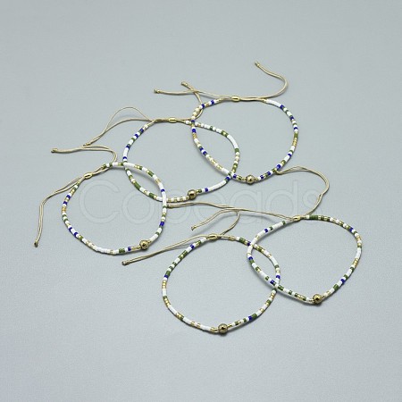 Adjustable Natural Pyrite Braided Bead Bracelets BJEW-F391-A06-1